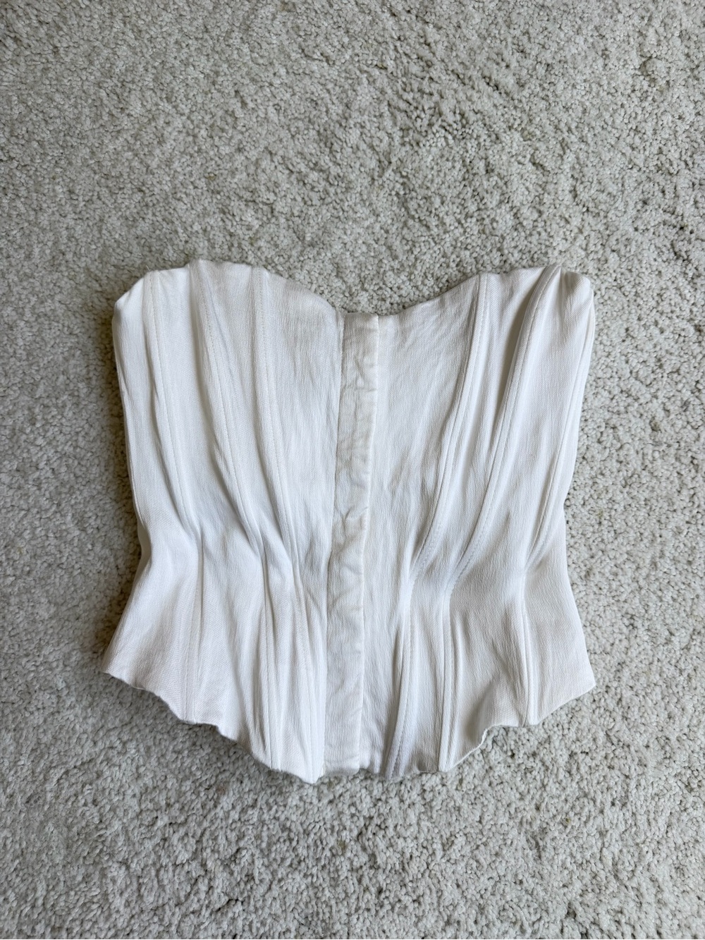 Zara White Strapless Corset Top - Pleated Sweetheart